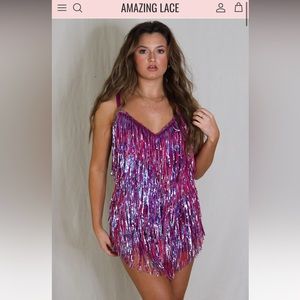 Amazing Lace - Shake It My Way Fringe Mini Dress